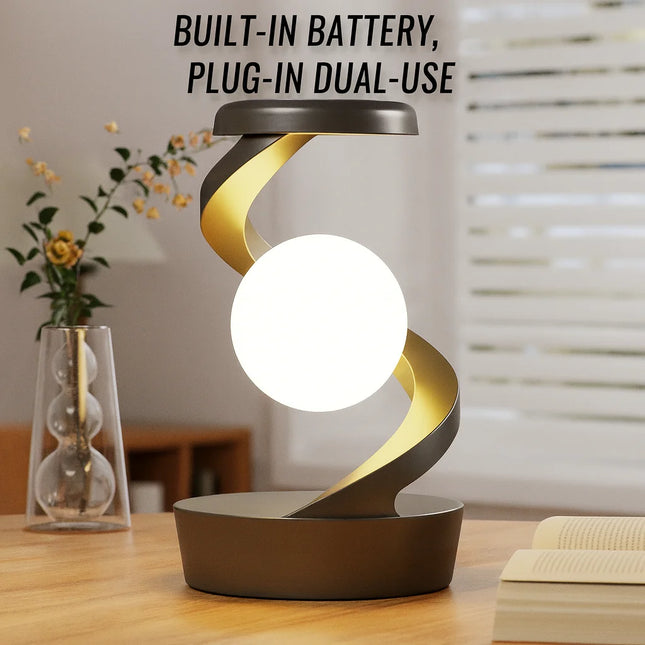 LED Desk Lamp with Wireless Charging – Rotating Suspension, Dimmable Nightstand Light for Bedroom/Home Office