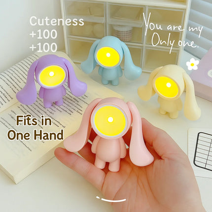 Mini Rabbit LED Desk Lamp Portable Night Light for Home Office Student Travel Bedroom Desktop