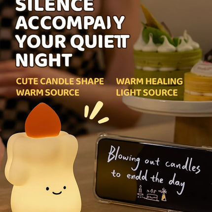 Hot-Selling Christmas Candle Lamp – Silicone Pat Bedside Night Light, Rechargeable Atmosphere Lamp, Creative Gift