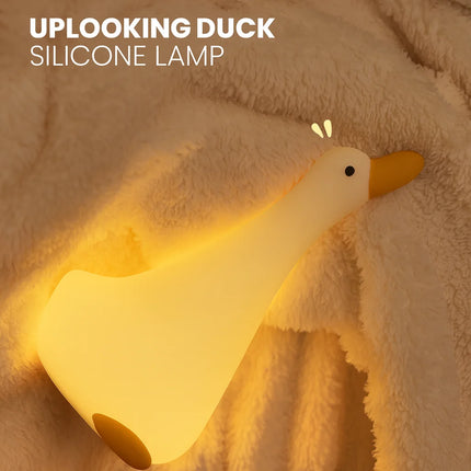 Looking Up Duck Silicone Night Light Pat Lamp Eye Protection LED Bedside Lamp for Children's Bedroom Timing Atmosphere Light Gift
