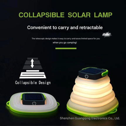 Portable Folding LED Camping Light – Solar Charging Silicone Telescopic Lantern for Outdoor, Tent & Hiking