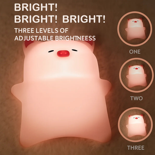cute laying pig night light