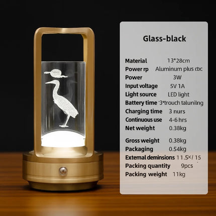 Retro LED Touch Table Lamp – Rechargeable Decorative Atmosphere Light for Bedroom, Bar, Camping, Bedside Use