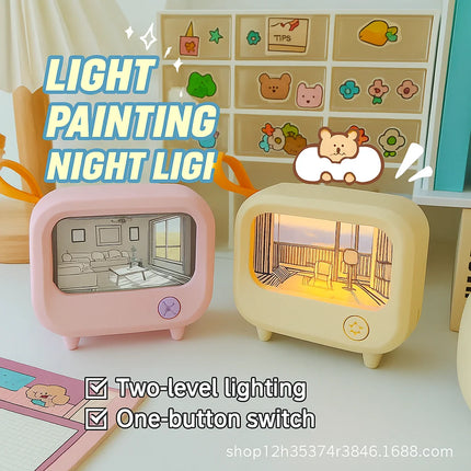 Cute Mini Desktop Lamp Rechargeable Eye Protection Reading Light Bedside Decorative Night Light for Dormitory