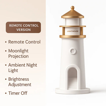 Creative Moonlight Lighthouse Projection Lamp with Human Body Sensor Remote Control LED Bedside Lamp Bluetooth Speaker for Bedroom Atmosphere and Sleep