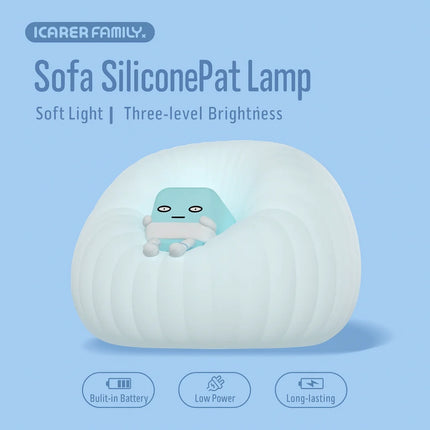 Cartoon Sofa Silicone Night Light Pat Lamp Bedside Bedroom Atmosphere Light with Three-Level Brightness Adjustment