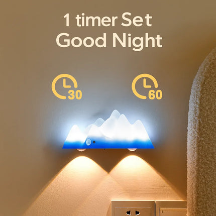 Snow Mountain Smart Human Body Sensor Night Light USB Rechargeable Stepless Dimming LED with Remote Control Magnetic Bedside Lamp for Bedroom