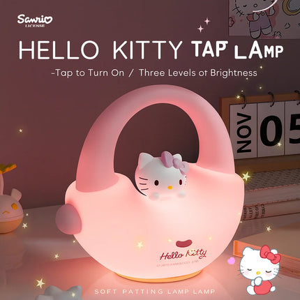 Hello Kitty Handbag Silicone Night Light Rechargeable Pat Lamp Creative Bedside Atmosphere Light for Bedroom and Gifts