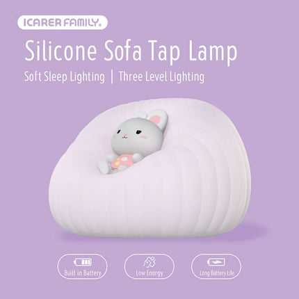 Cartoon Sofa Silicone Night Light Pat Lamp Bedside Bedroom Atmosphere Light with Three-Level Brightness Adjustment