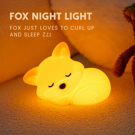 Little Fox Night Light USB Rechargeable Cartoon LED Bedside Lamp Creative Bedroom Atmosphere Light