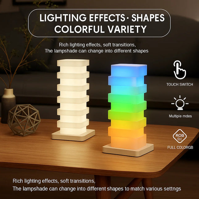 DIY Creative Desk Lamp LED Rechargeable Night Light Colorful Bedside Lamp Bedroom Atmosphere Ornament Gift