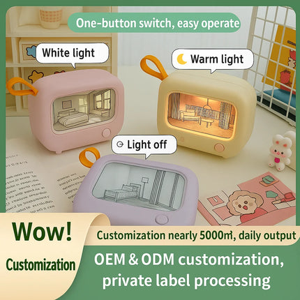 Cute Mini Desktop Lamp Rechargeable Eye Protection Reading Light Bedside Decorative Night Light for Dormitory