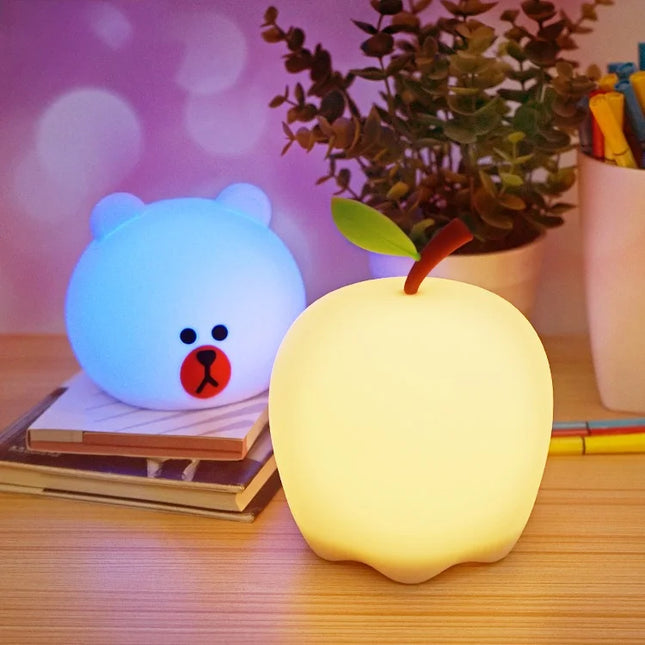 glass apple night light