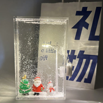 snow globe with swirling glitter