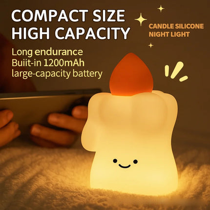 Hot-Selling Christmas Candle Lamp – Silicone Pat Bedside Night Light, Rechargeable Atmosphere Lamp, Creative Gift