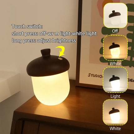 wooden acorn night light
