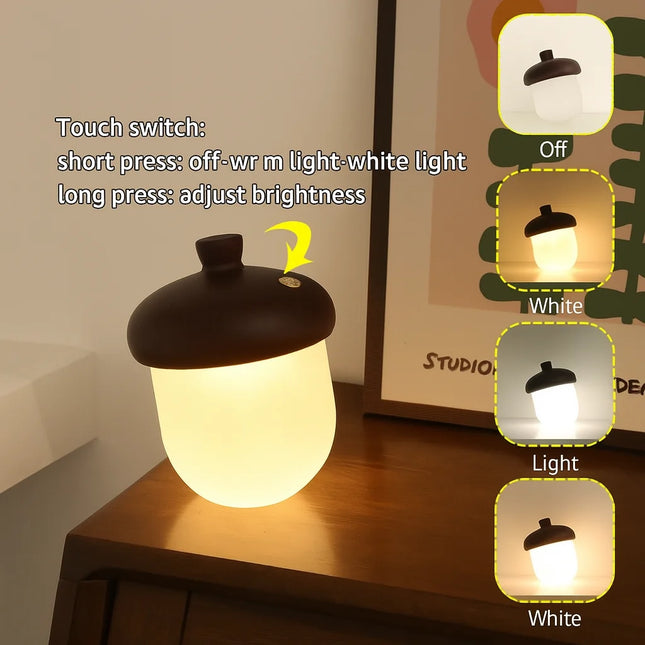 wooden acorn night light